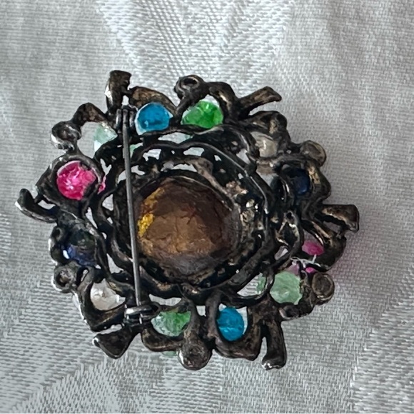 Women’s Brooch Bling Handmade Recycled Repurposed Artisan Vibrant Crystal 0780 P - Picture 5 of 7